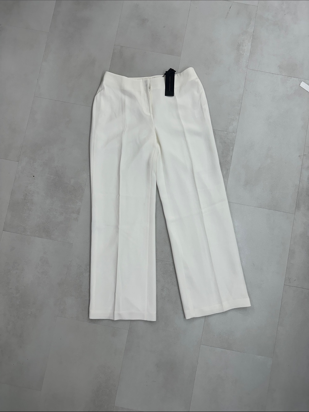 David Lawrence Cream Wide-Leg Dress Pants